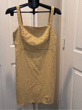 Hollister Yellow Plaid Corset Mini Dress Size Large Y2K Clueless Style